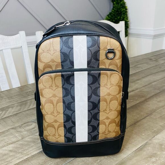 Coach Graham Pack In Blocked Signature Canvas With Varsity Stripe - Picture 4 of 15